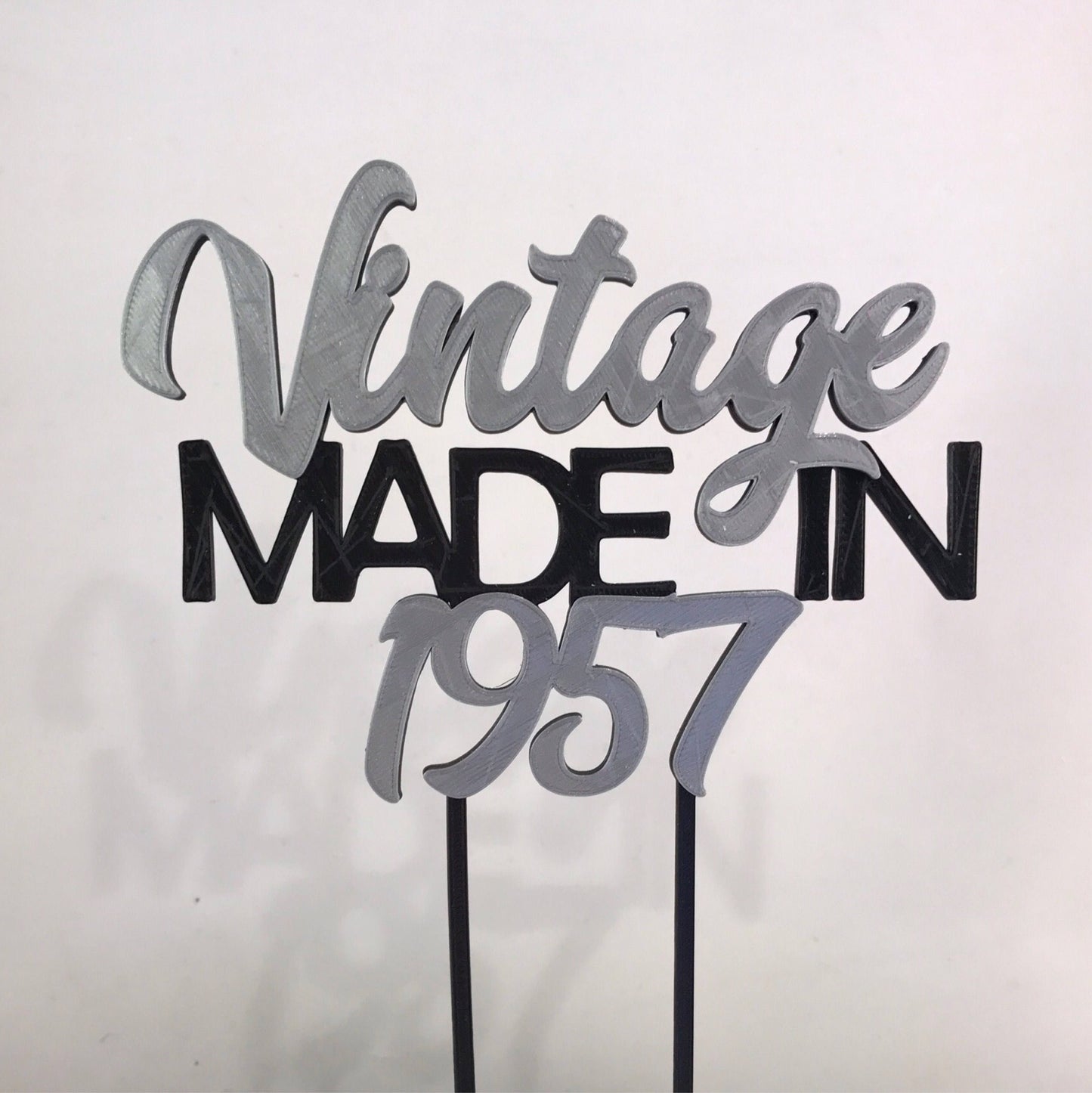 Vintage Made In 1957 - Birthday Cake Topper - 60th/18th/21st/30th/40th/50th/70th - Fully Personalised - Cake Decorations - Party Supplies