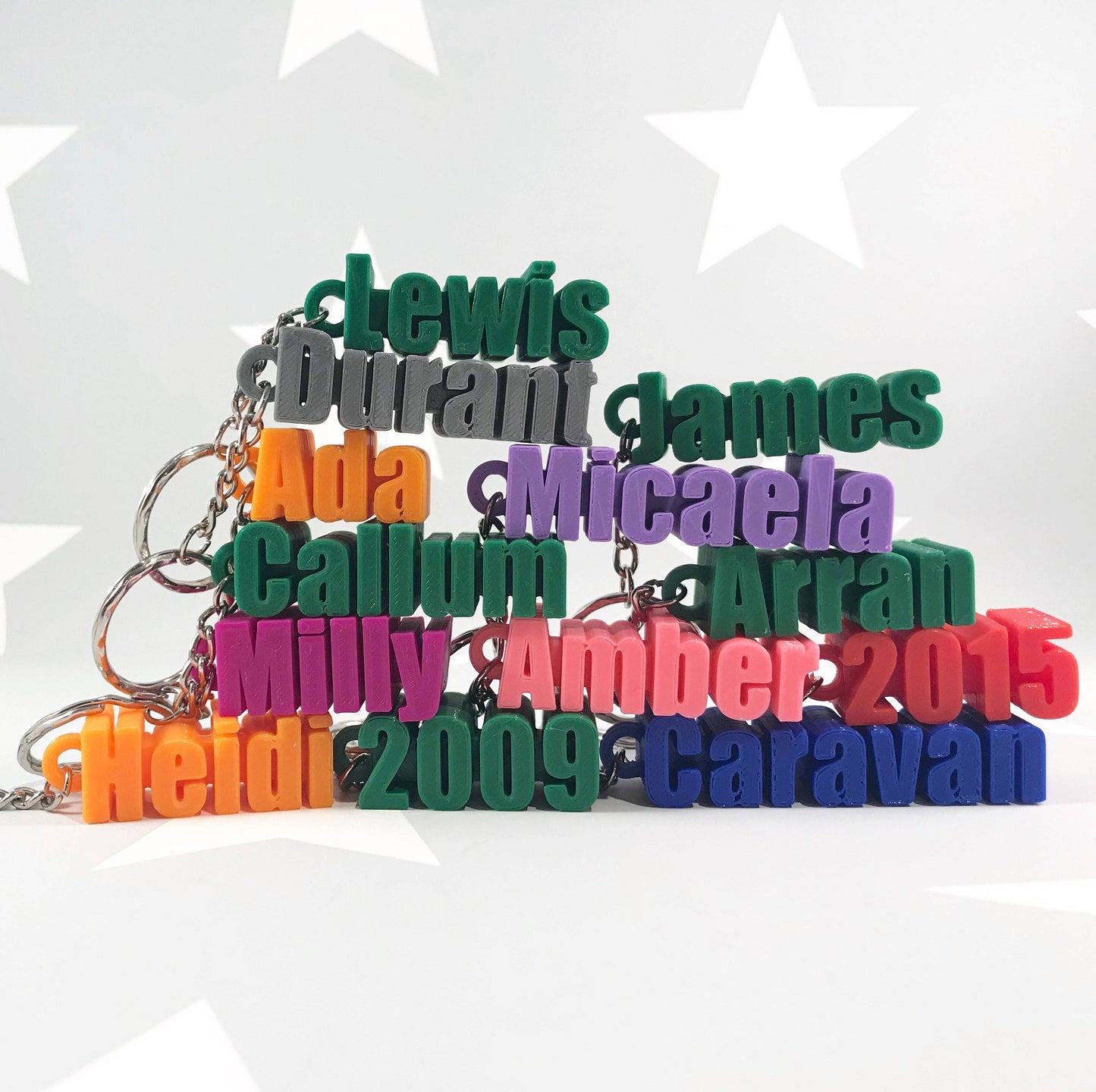 Keyring - Keychain - Personalised 3D Printed - Party Bag Fillers - School Bag - Birthday - Small Gifts - Stocking Stuffers / Fillers