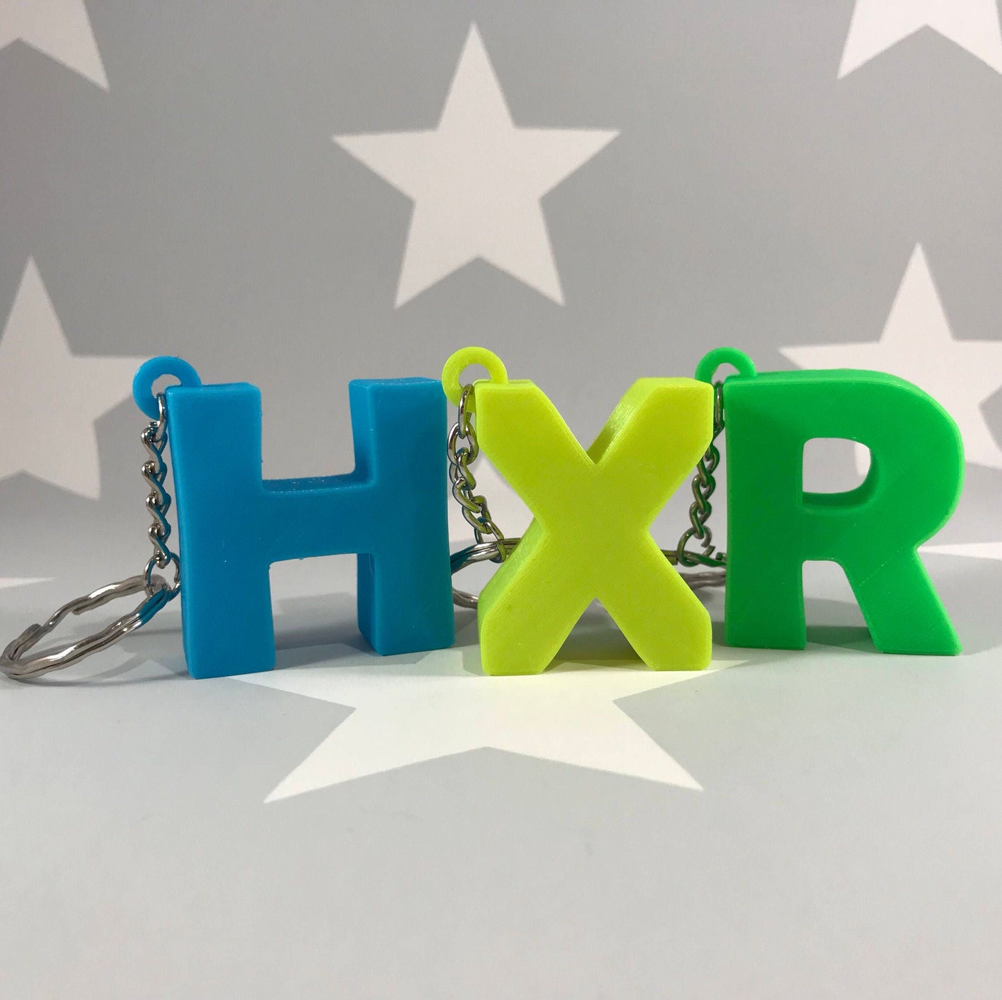 Initial Lettering Keyrings / Keychains - 3D Printed Personalised - Stocking Fillers - children - adults - school bags - name tags - keys