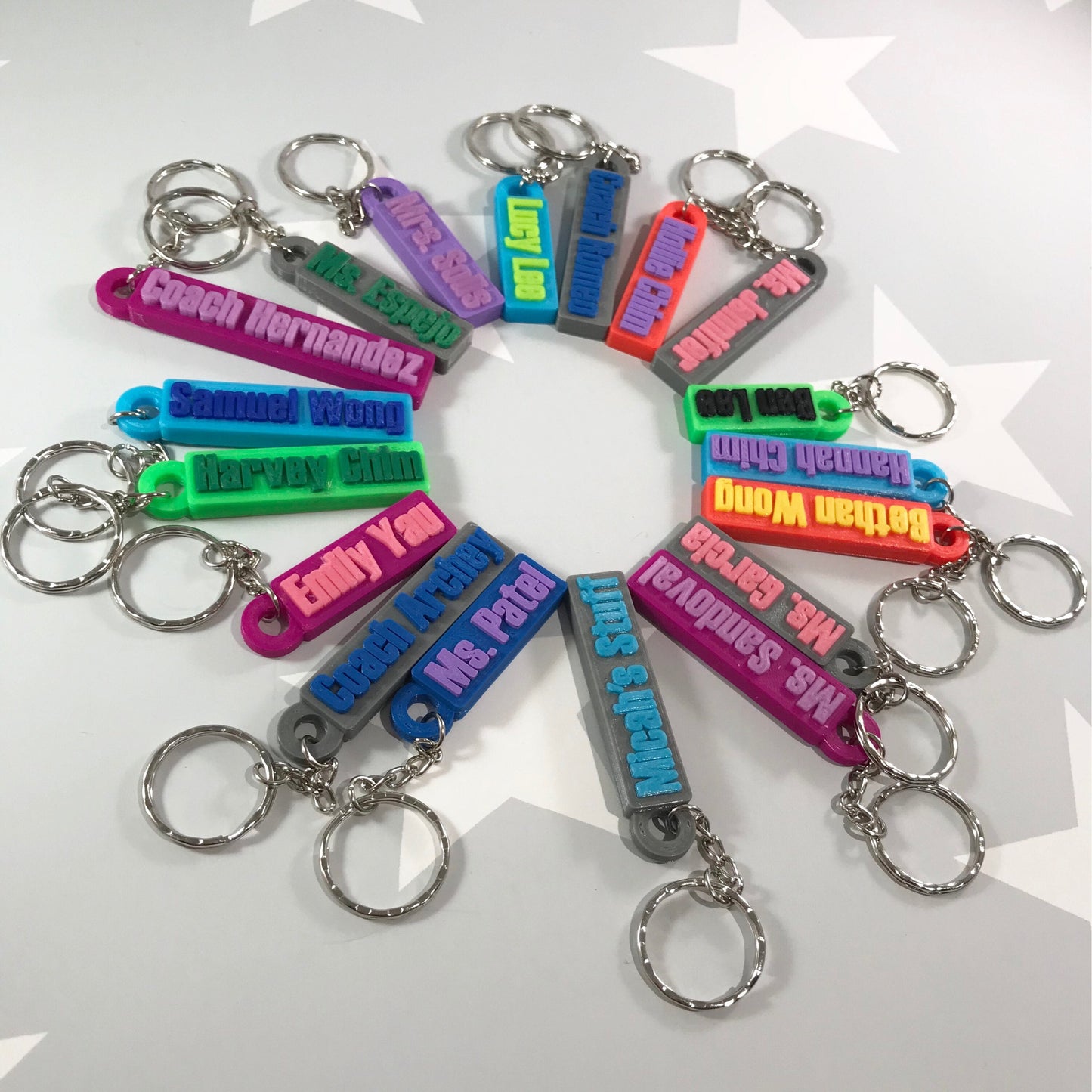 Keychain/Keyring - 3D Printed- Personalised- Gifts for Children - Gifts for Her - Gifts for Him - Party Bag Fillers - Name Tags - School Bag