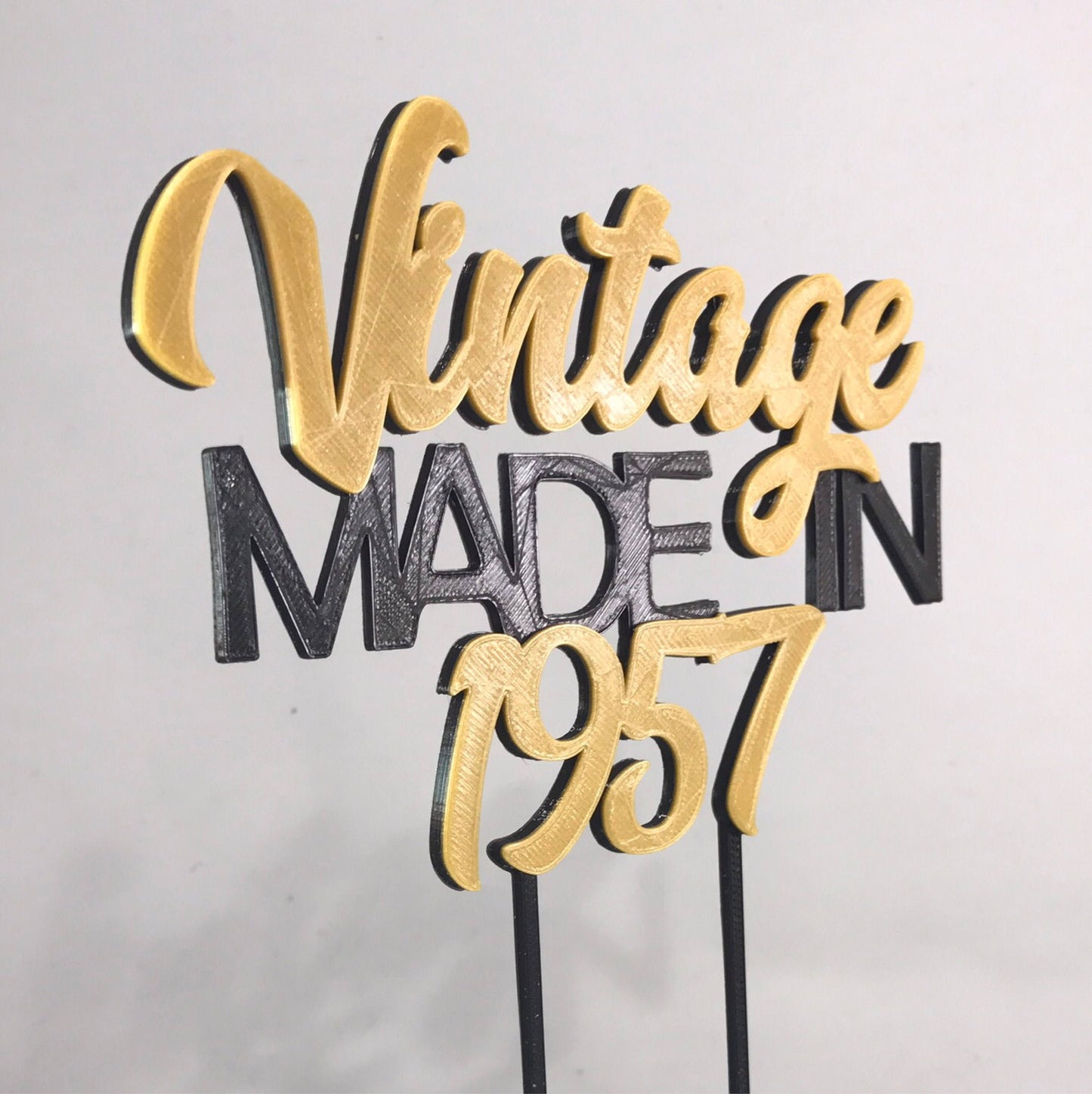 Vintage Made In 1957 - Birthday Cake Topper - 60th/18th/21st/30th/40th/50th/70th - Fully Personalised - Cake Decorations - Party Supplies