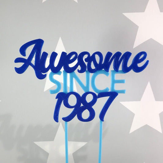 Awesome Since 1987 - Birthday Cake Topper - 30th/18th/21st/40th/50th/60th/70th - Fully Personalised - Cake Decorations - Party Supplies