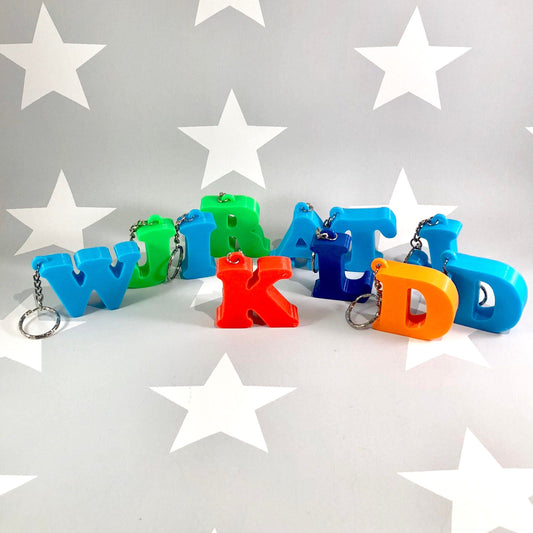 Initial Lettering Keyrings / Keychains - 3D Printed Personalised - Stocking Fillers - children - adults - school bags - name tags - keys