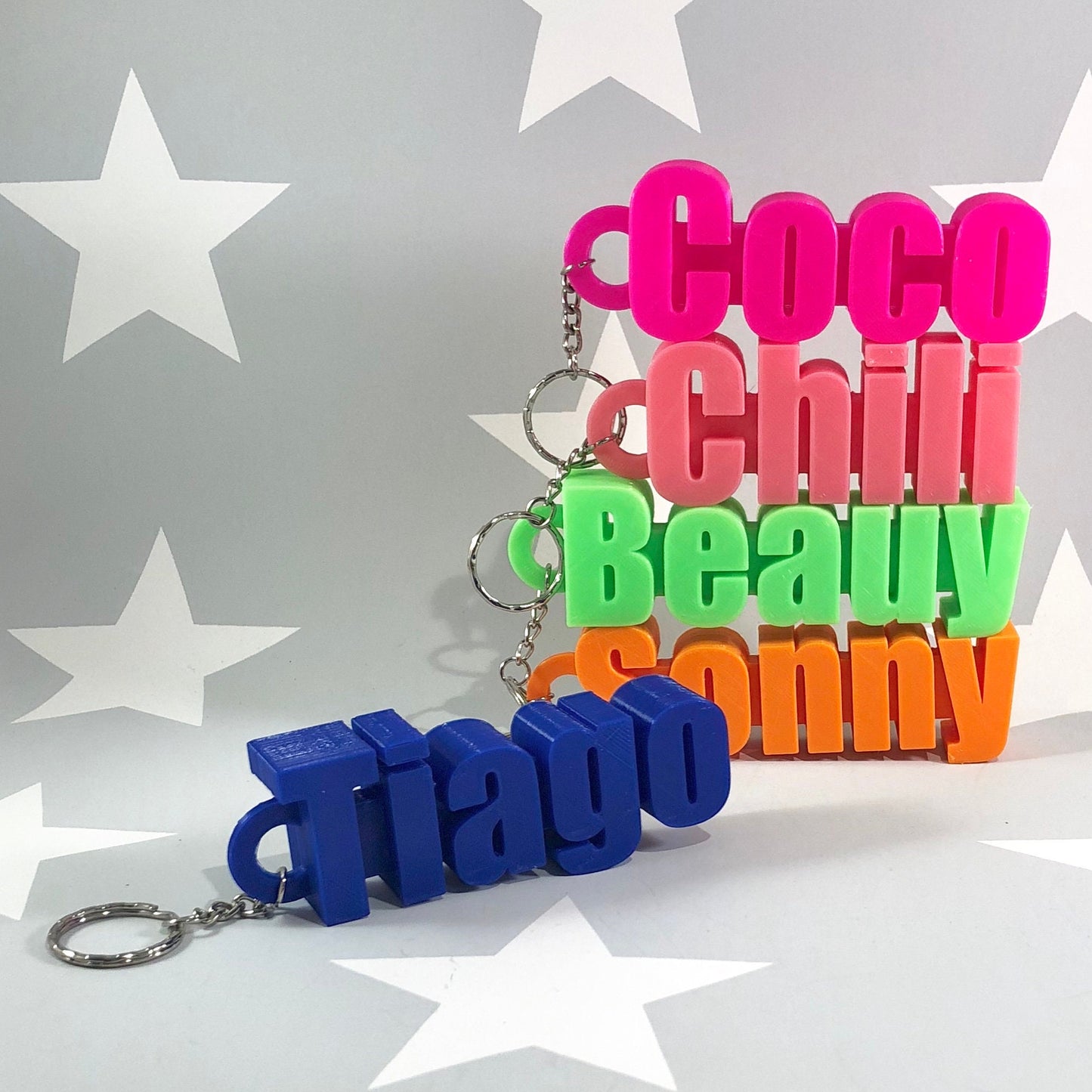 Large Chunky Keyring - Keychain - Personalised 3D Printed - Party Bag Fillers - School Bag - Birthday - Small Gifts - Wedding Favours