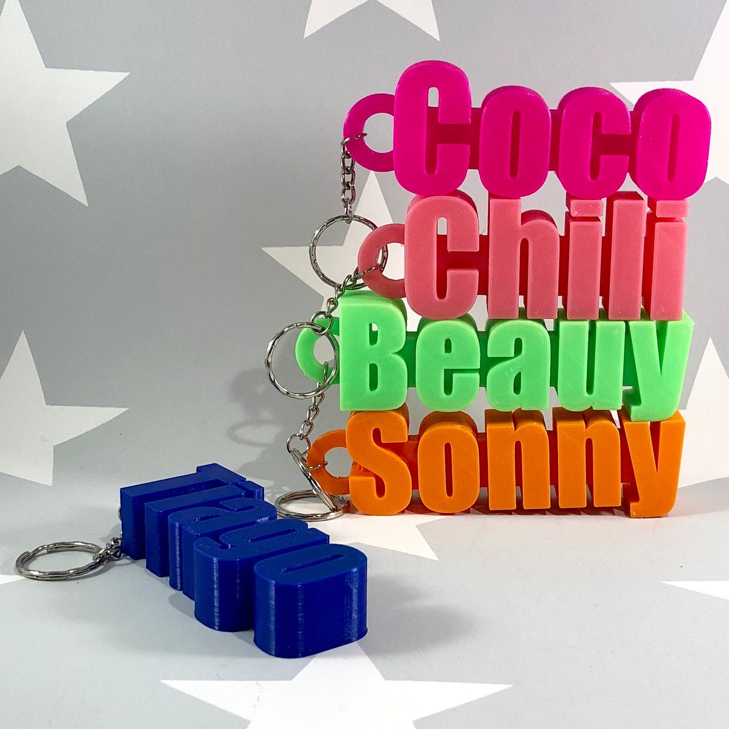 Large Chunky Keyring - Keychain - Personalised 3D Printed - Party Bag Fillers - School Bag - Birthday - Small Gifts - Wedding Favours