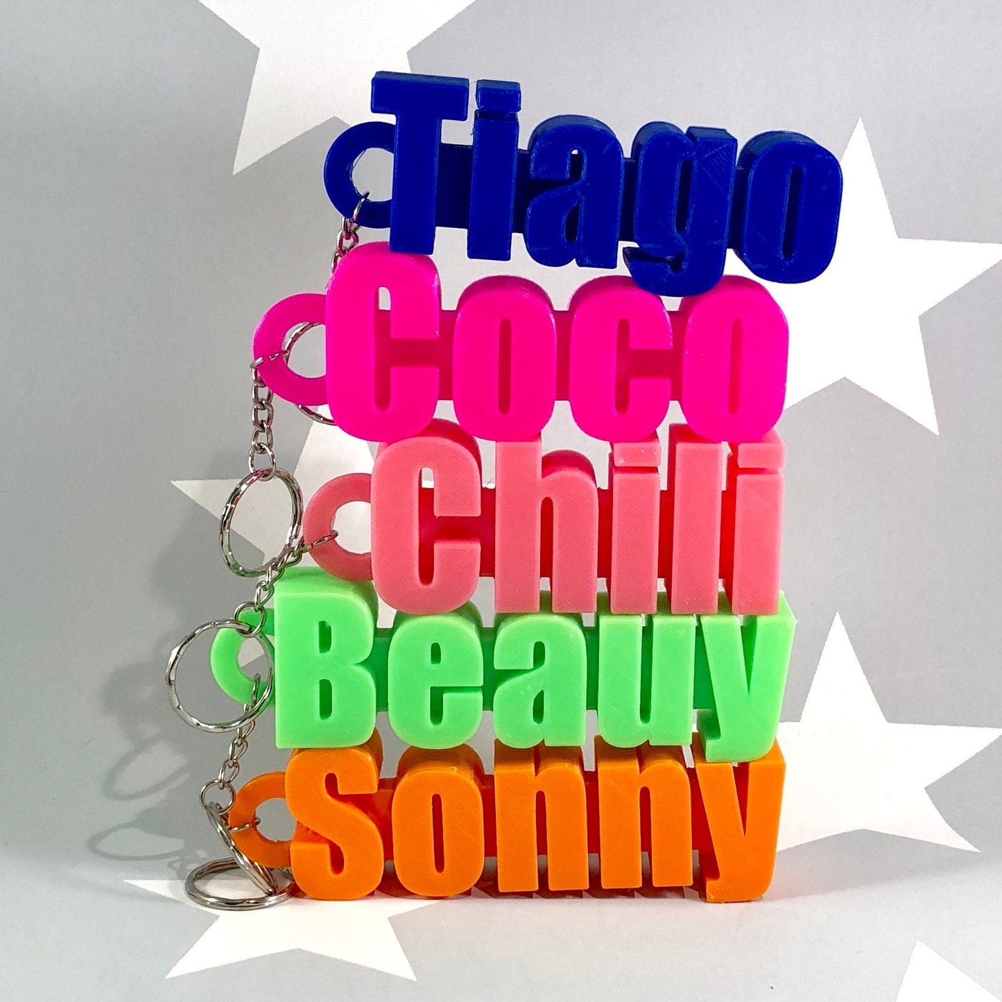 Large Chunky Keyring - Keychain - Personalised 3D Printed - Party Bag Fillers - School Bag - Birthday - Small Gifts - Wedding Favours