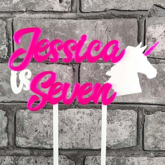 Personalised Unicorn 3D Printed Cake Toppers - Birthday - Cake Decorations - Party Supplies - Girls - Boys