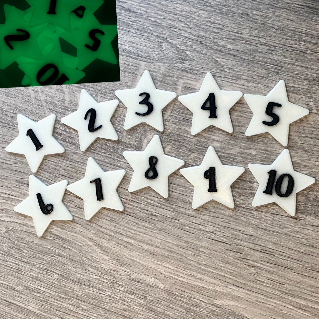 Reward Stars - Set of 10 - Children - Kids - Glow in the dark - 3D Printed - Childrens Bedroom - Reward Chart - Good Behaviour