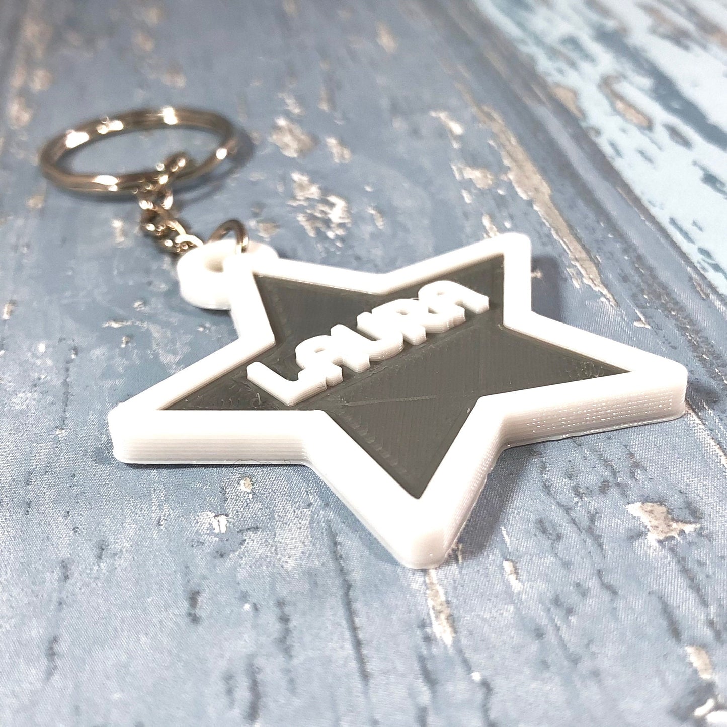 Star Shaped Keyring - Keychain - Personalised 3D Printed - Party Bag Fillers - School Bag - Birthday - Small Gifts - Wedding Favours