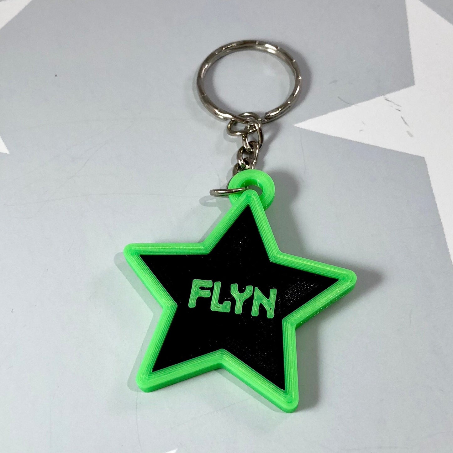 Star Shaped Keyring - Keychain - Personalised 3D Printed - Party Bag Fillers - School Bag - Birthday - Small Gifts - Wedding Favours