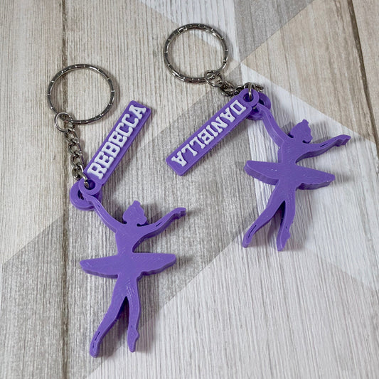 Ballerina Personalised Keyring - Keychain - 3D Printed - Ballet - Gifts for Her - Gifts for Him - Children - Sports - Athletics - Dance