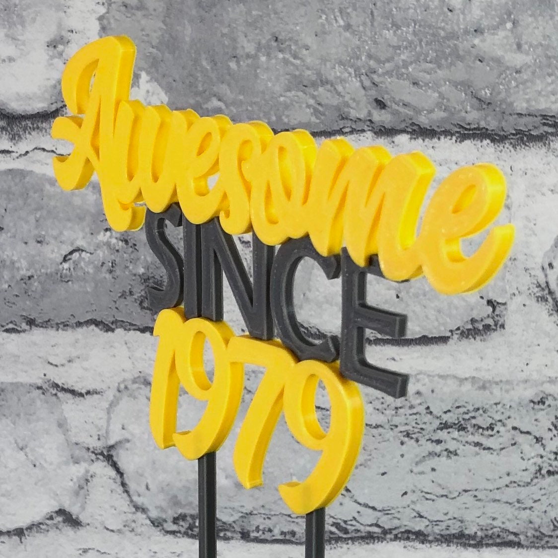 Awesome Since 1979 - Birthday Cake Topper - 40th/18th/21st/30th/50th/60th/70th - Personalised - Cake Decorations - Party Supplies