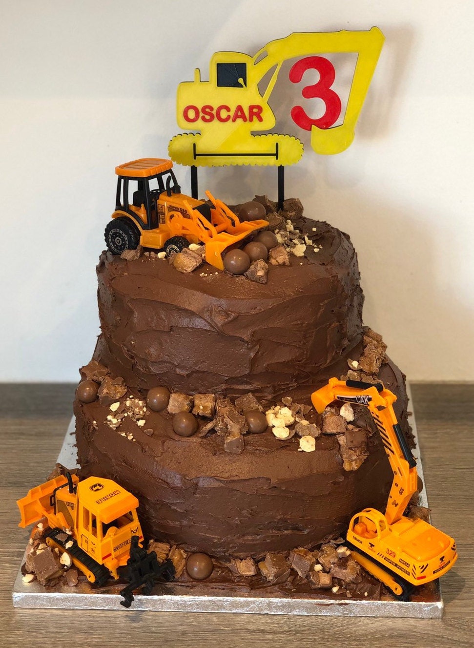 Digger Cake Topper - Construction - Personalised - Vehicles - Dump Truck - Birthday Cake Topper - Party Supplies - Baking