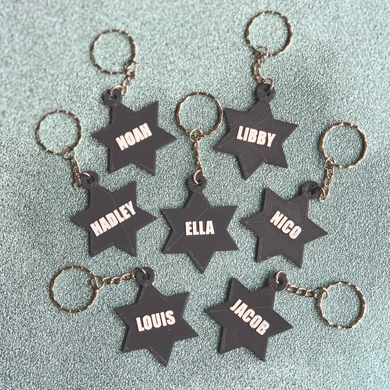 Star Keychain/Keyring - 3D Printed - Personalised - Personalized - Party Bag Fillers - Name Tags - Book Bag- Under 5 Pounds - Star of David