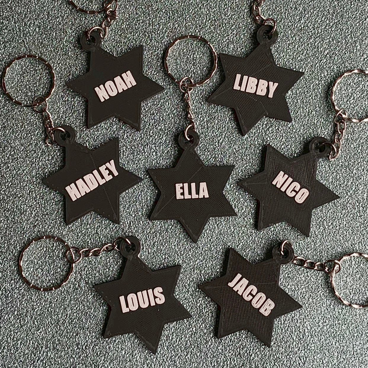 Star Keychain/Keyring - 3D Printed - Personalised - Personalized - Party Bag Fillers - Name Tags - Book Bag- Under 5 Pounds - Star of David