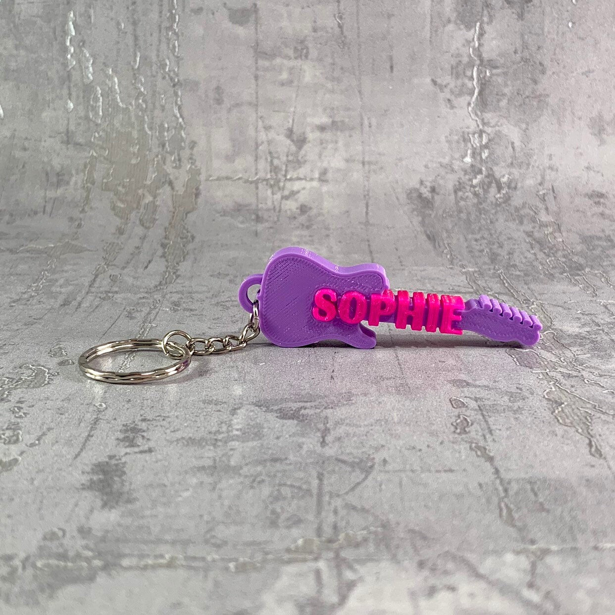 Guitar Keychain/Keyring - T Style - 3D Printed - Personalised - Personalized - Party Bag Fillers - Name Tags - Book Bag - Under 5 Pounds
