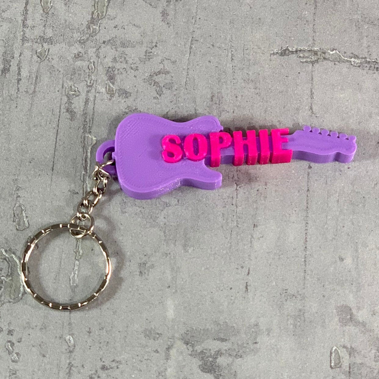 Guitar Keychain/Keyring - T Style - 3D Printed - Personalised - Personalized - Party Bag Fillers - Name Tags - Book Bag - Under 5 Pounds