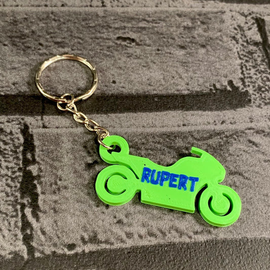 Motorbike - Motorcycle - Keychain/Keyring - 3D Printed - Personalised - Personalized - Party Bag Fillers - Name Tags - Biker - Under 5 Pound