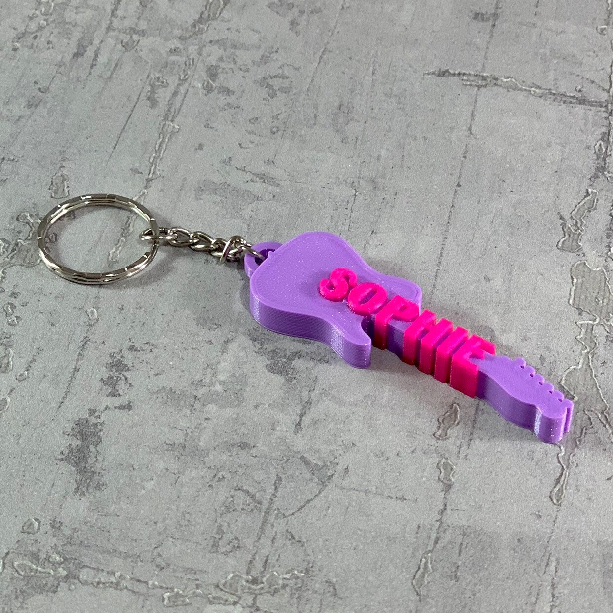 Guitar Keychain/Keyring - T Style - 3D Printed - Personalised - Personalized - Party Bag Fillers - Name Tags - Book Bag - Under 5 Pounds