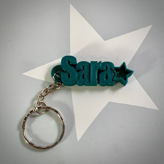 Star - Personalised Keyring - Personalized Keychain - 3D Printed - Party Bag Fillers - School Bag - Book Bag Tag - Under 5 Pounds - Stocking