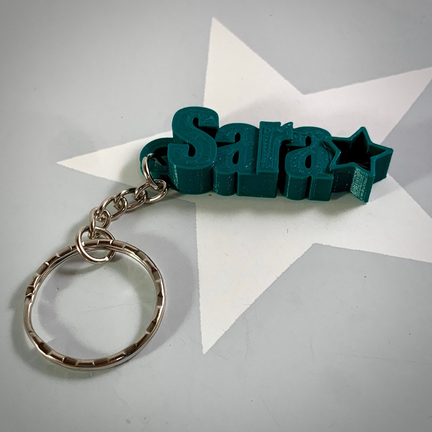 Star - Personalised Keyring - Personalized Keychain - 3D Printed - Party Bag Fillers - School Bag - Book Bag Tag - Under 5 Pounds - Stocking