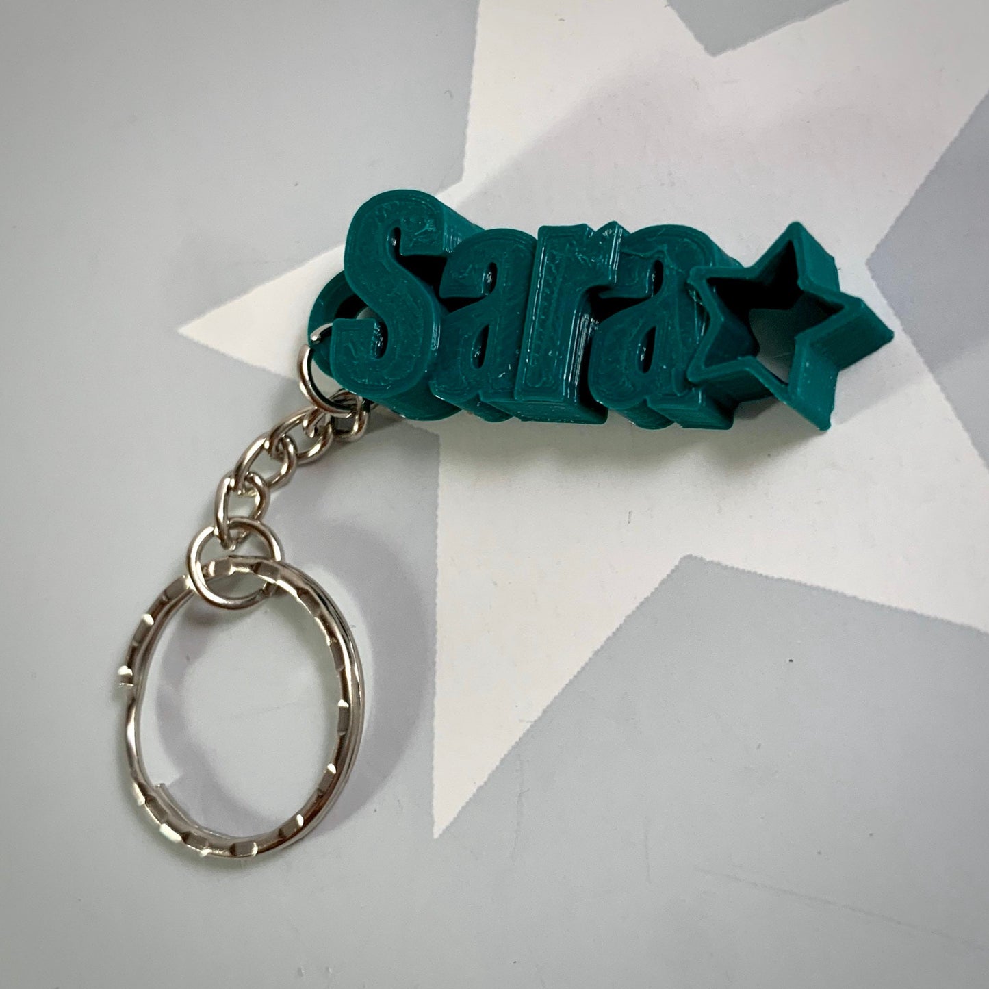 Star - Personalised Keyring - Personalized Keychain - 3D Printed - Party Bag Fillers - School Bag - Book Bag Tag - Under 5 Pounds - Stocking