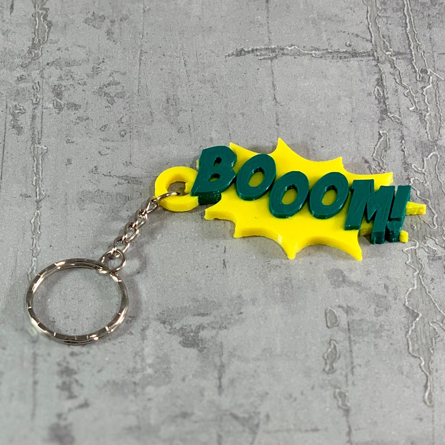 Boom Comic Style Keychain/Keyring - 3D Printed - Personalised - Super Hero - Animation - Party Bag Fillers - Name Tags - School Bag