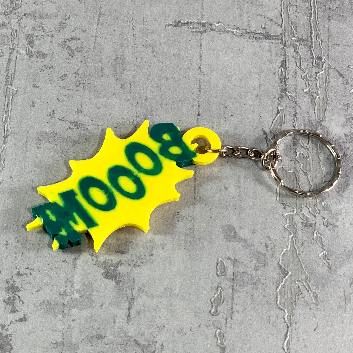 Boom Comic Style Keychain/Keyring - 3D Printed - Personalised - Super Hero - Animation - Party Bag Fillers - Name Tags - School Bag