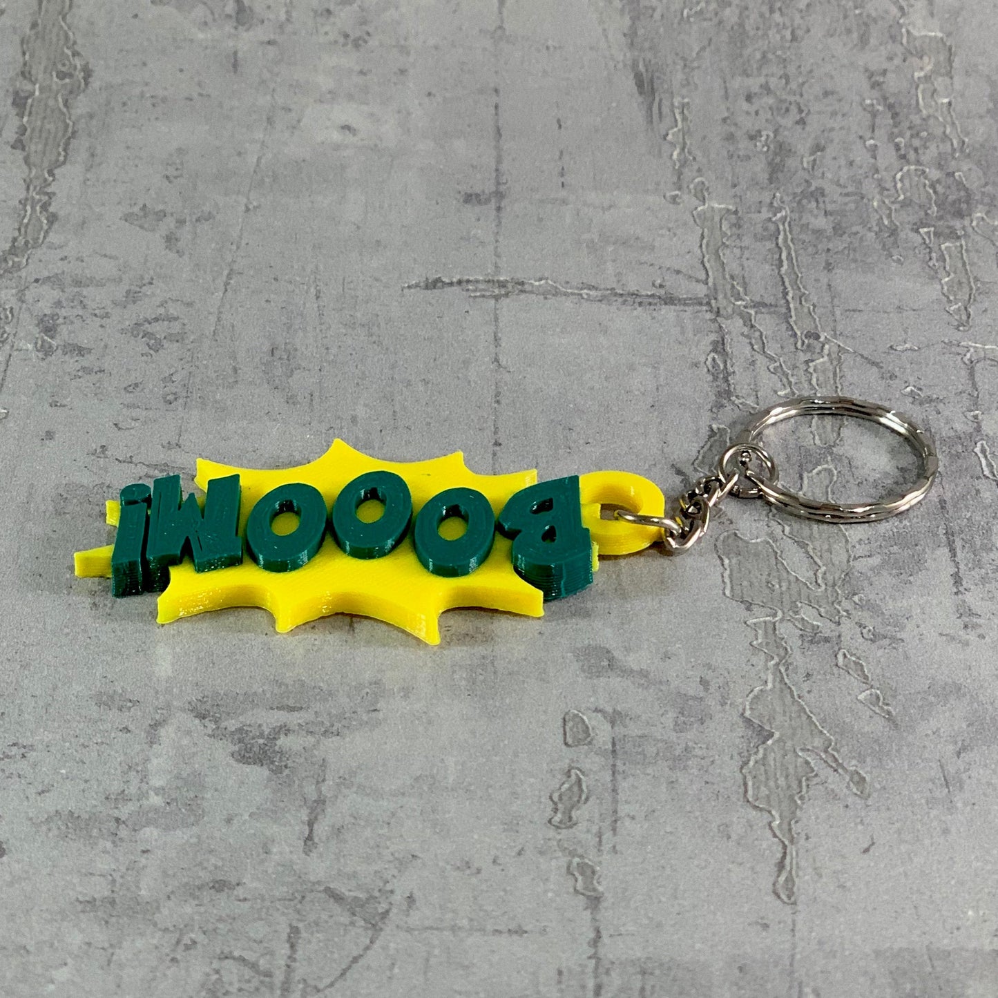 Boom Comic Style Keychain/Keyring - 3D Printed - Personalised - Super Hero - Animation - Party Bag Fillers - Name Tags - School Bag