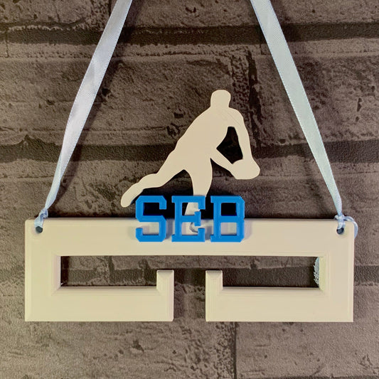 Male Rugby Medal Holder/Hanger - Personalised - 3D Printed - Running - Trophy - Athlete - Athletics - any Sport available