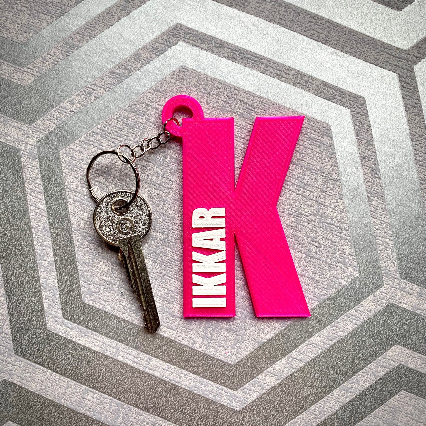 XL Initial Keychain/Keyring - 3D Printed - Personalised - Personalized - Party Bag Fillers - Name Tags - Book Bag- Under 5 Pounds