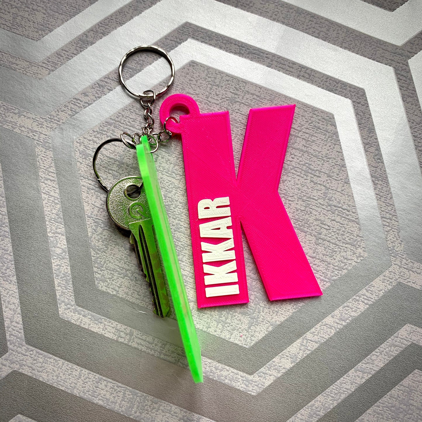 XL Initial Keychain/Keyring - 3D Printed - Personalised - Personalized - Party Bag Fillers - Name Tags - Book Bag- Under 5 Pounds