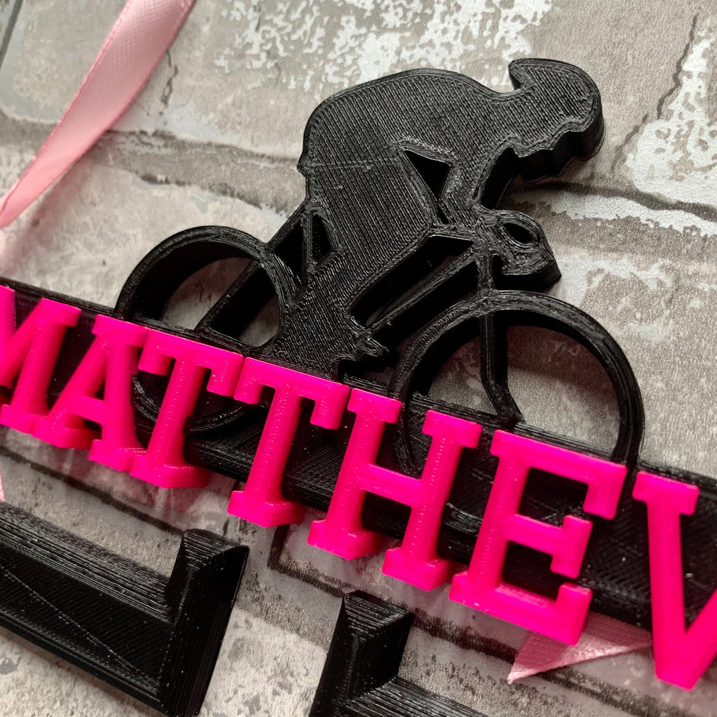 Cyclist Medal Hanger/Holder - Personalised - 3D Printed - Cycling - Trophy - Bike - Bicycle - Biking - Velodrome - any Sport available