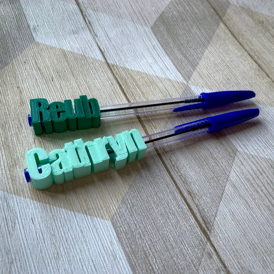 Pen Biro Topper Personalised Name - 3D Printed - Party Bag Fillers - Favours - School Bag - Under 5 Pounds - Small Gifts - Teachers Gift