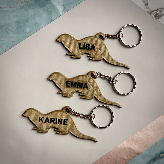 Otter Keyring - Keychain - Personalised 3D Printed - Party Bag Favours - Gifts under 5 pounds - Fun Gift - Stocking Filler - Wildlife