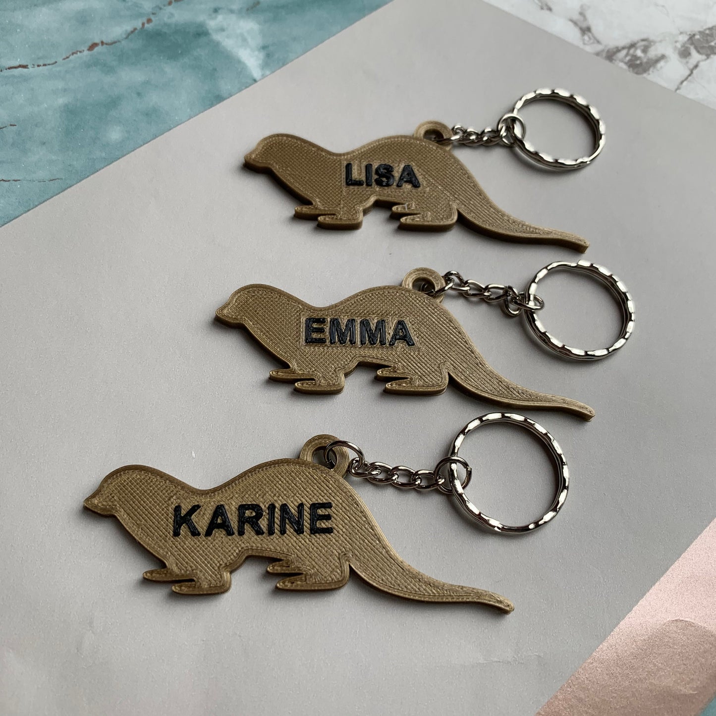 Otter Keyring - Keychain - Personalised 3D Printed - Party Bag Favours - Gifts under 5 pounds - Fun Gift - Stocking Filler - Wildlife