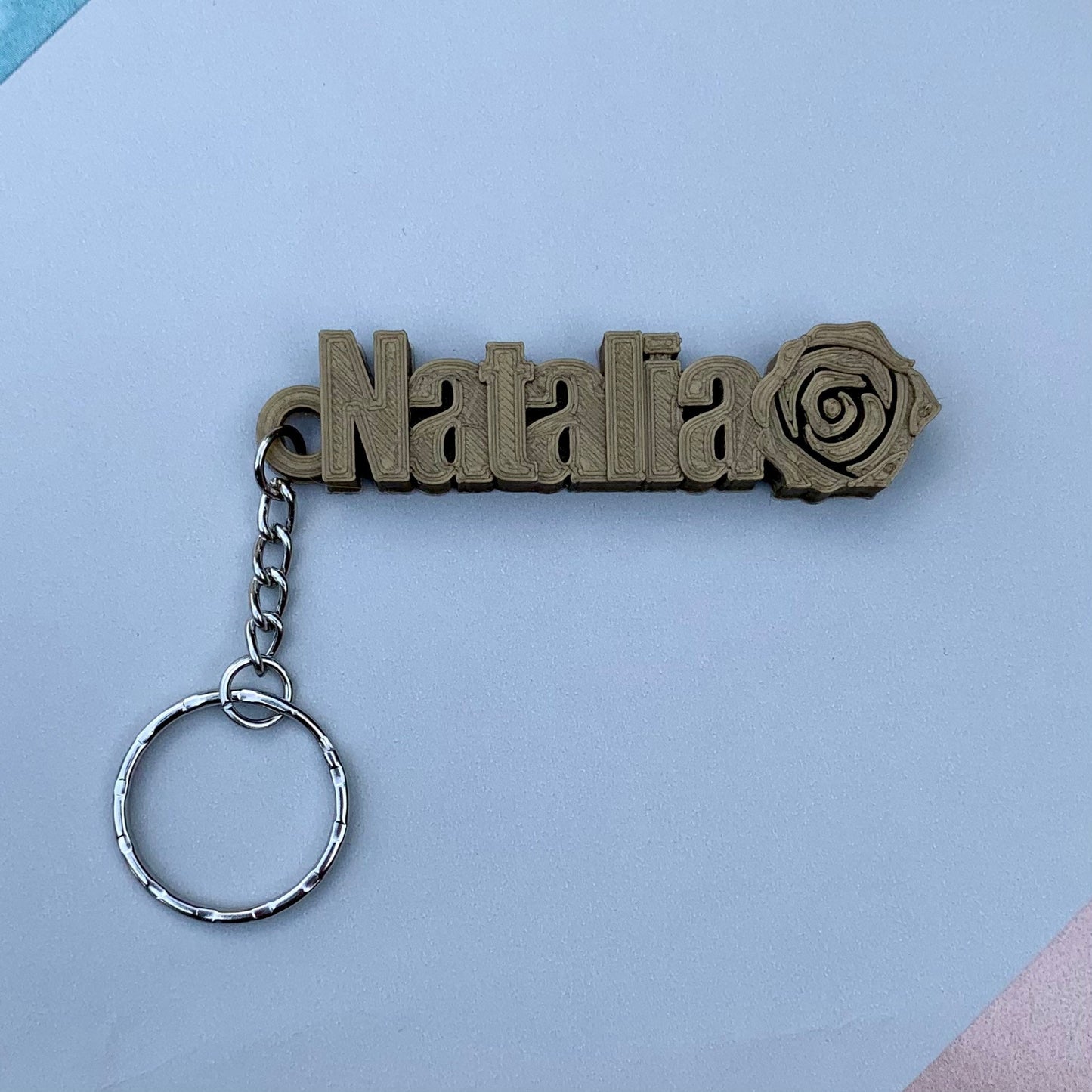 Rose - Flower - Florist - Personalised Keyring - Personalized Keychain - 3D Printed - Stocking - Book Bag Tag - Under 5 Pounds - Small Gifts