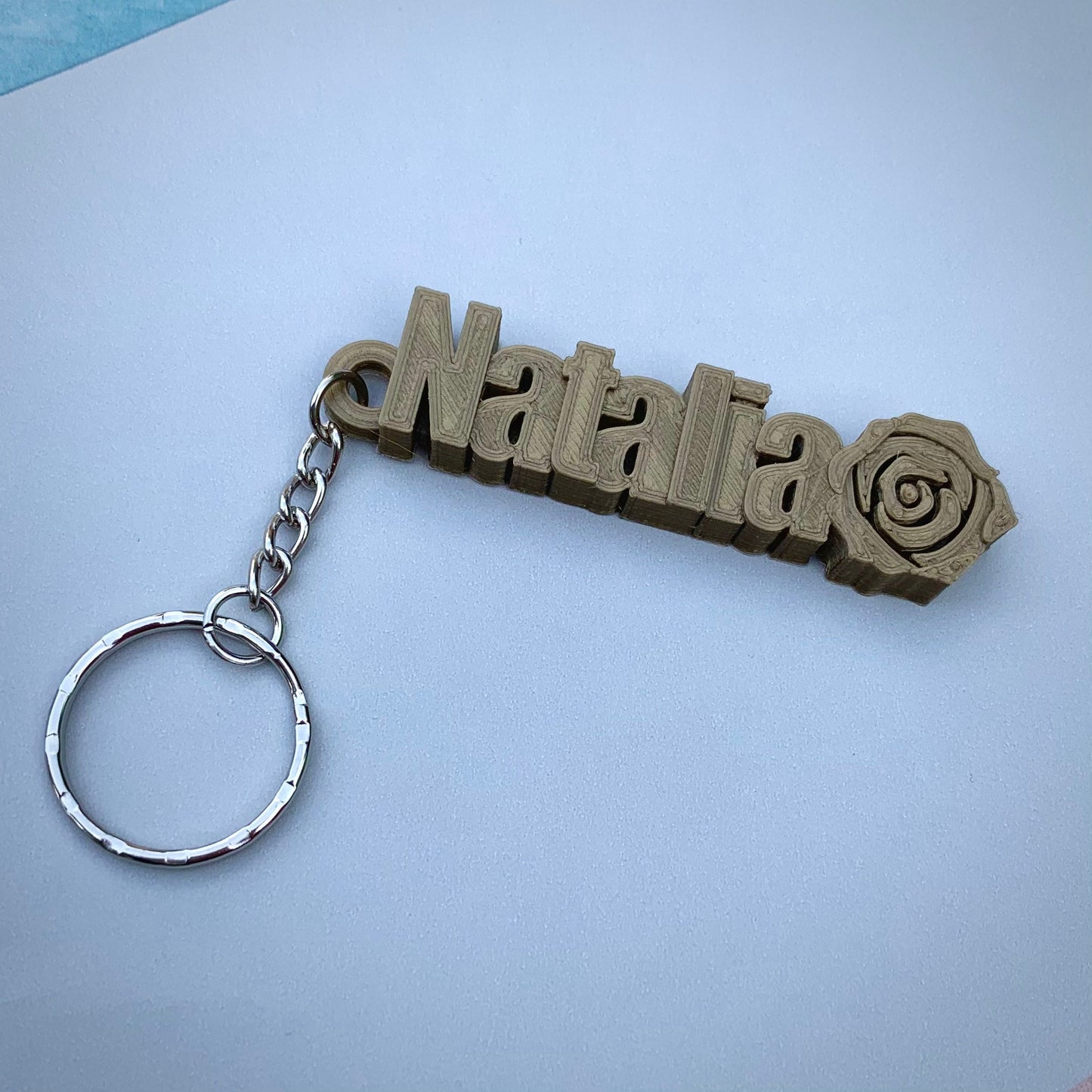 Rose - Flower - Florist - Personalised Keyring - Personalized Keychain - 3D Printed - Stocking - Book Bag Tag - Under 5 Pounds - Small Gifts