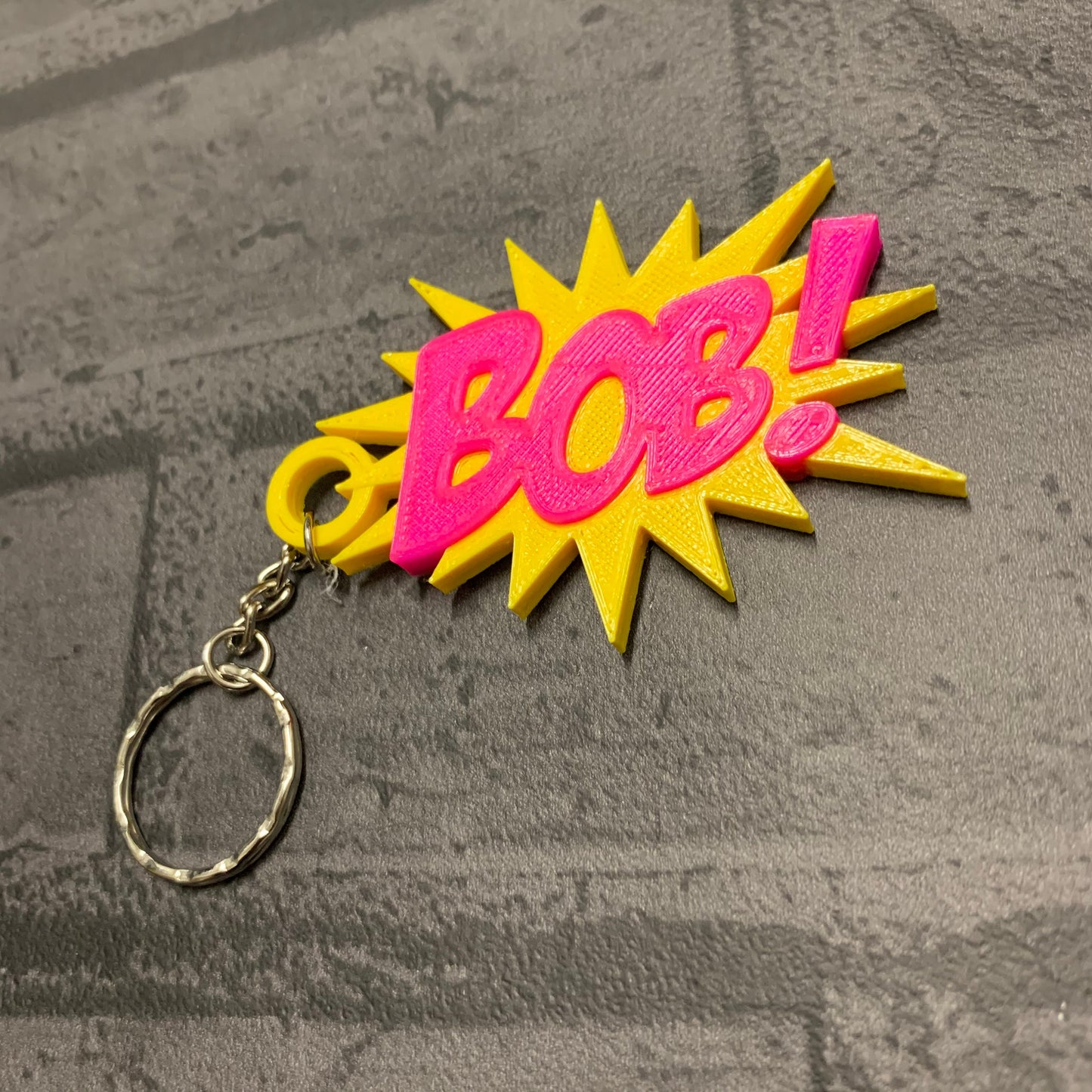 Comic Personalised Keychain/Keyring - 3D Printed - Super Hero - Animation - Kapow - Party Bag Fillers - Geek - School Bag