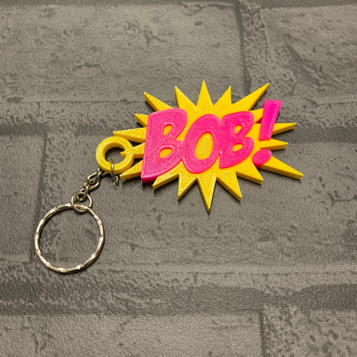 Comic Personalised Keychain/Keyring - 3D Printed - Super Hero - Animation - Kapow - Party Bag Fillers - Geek - School Bag