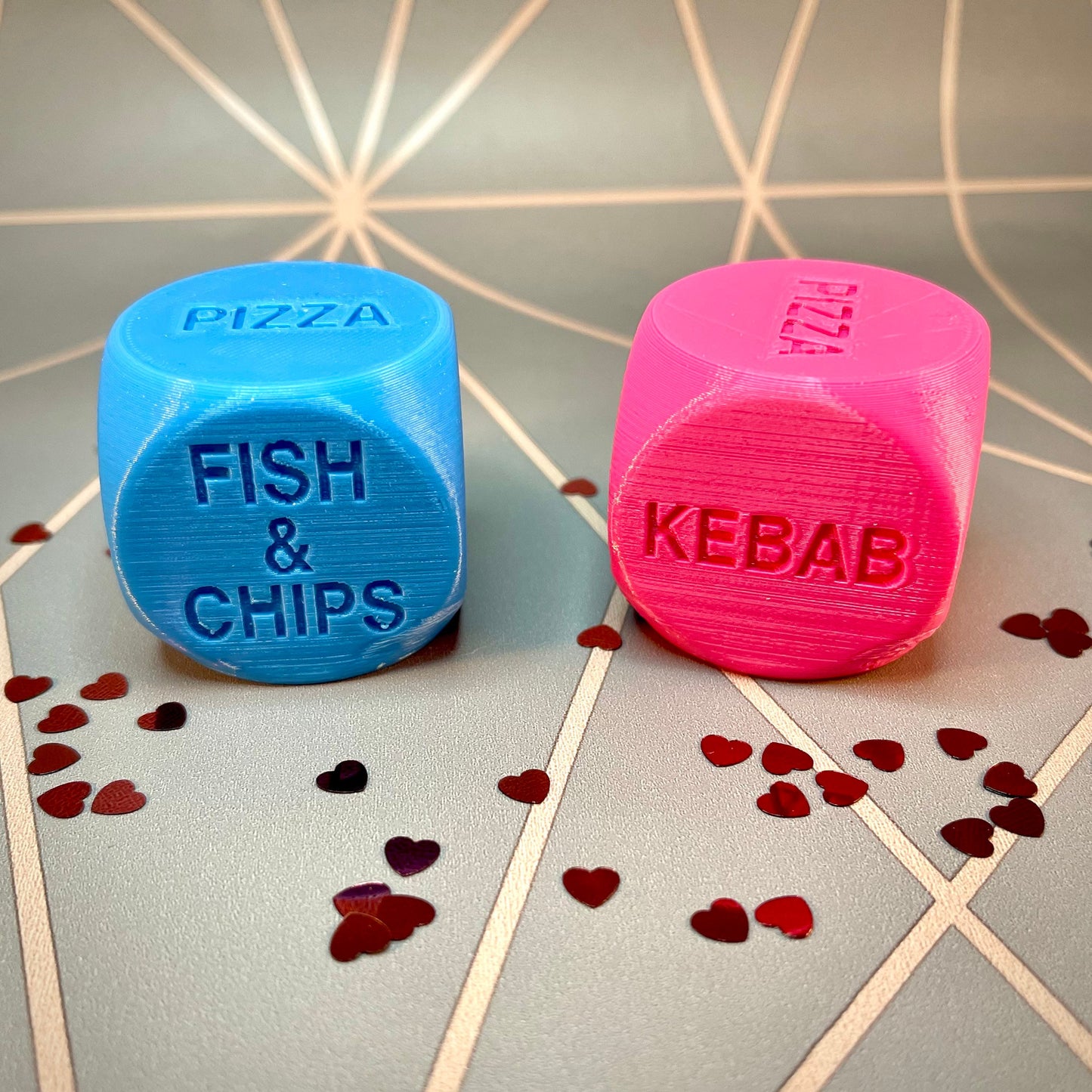 Takeaway Dice - 3D Printed - novelty gift idea for him, her - Valentine’s day gift for couples - date night - takeout - new home gift