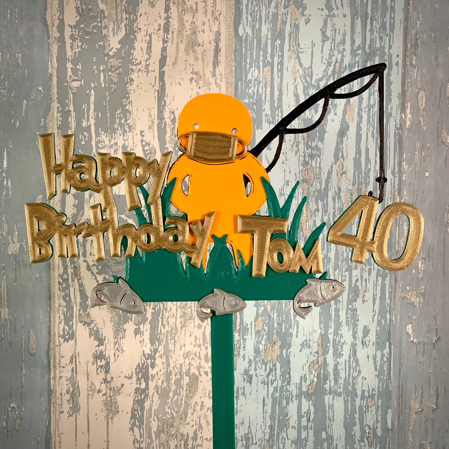 Fishing Lockdown Birthday Cake Topper - Fisherman - Covid Virus - C19 - Birthday Cake Topper - Party Supplies - Baking - Humour - Face Mask