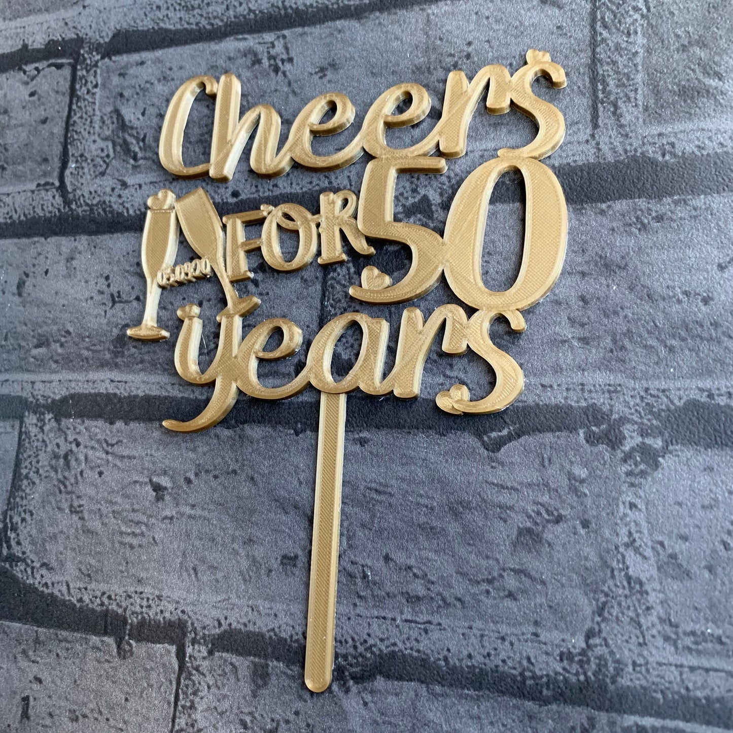 Cheers for 50 years - Cake Topper - Personalised - Wedding Anniversary - Cake Topper - Milestone - Party Supplies - 50th Birthday