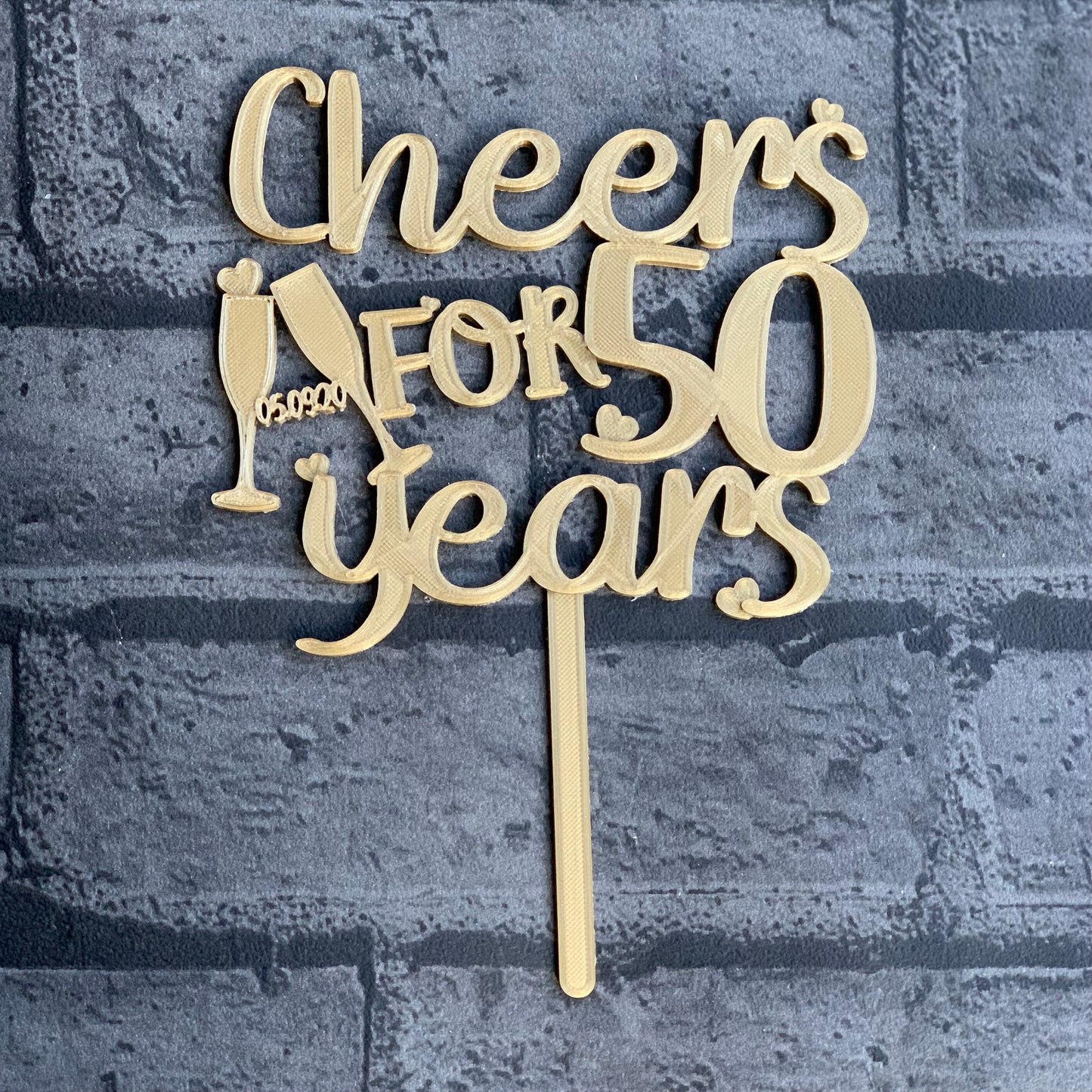 Cheers for 50 years - Cake Topper - Personalised - Wedding Anniversary - Cake Topper - Milestone - Party Supplies - 50th Birthday