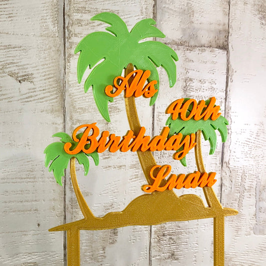 Hawaiian/Hawaii Theme - Birthday Cake Topper - Fully Personalised - Cake Decorations - Party Supplies - Beach - Sea - Sea Life