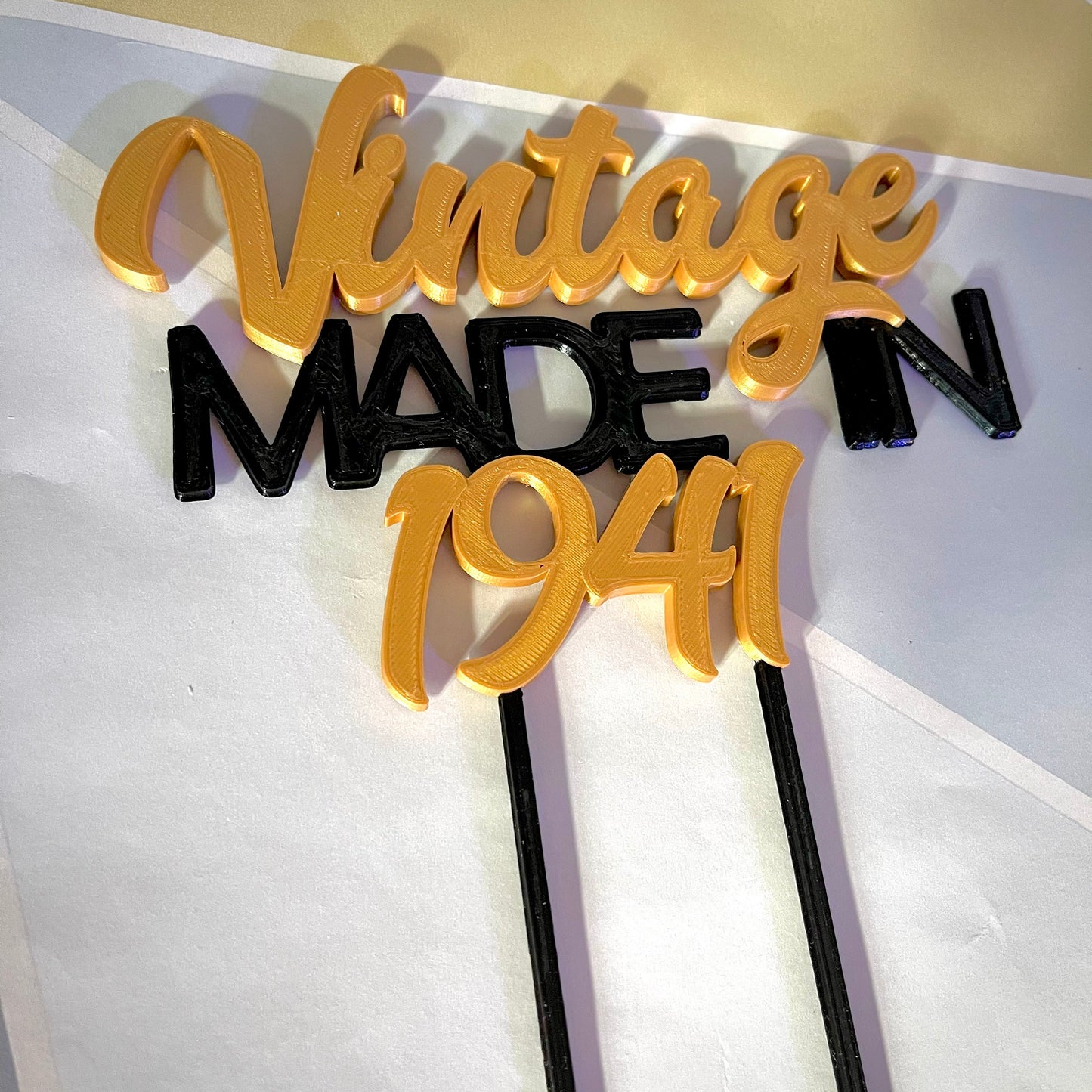 Vintage Made In 1941 - Birthday Cake Topper - 80th/18th/21st/30th/40th/50th/60th/70th - Personalised - Cake Decorations - Party Decor