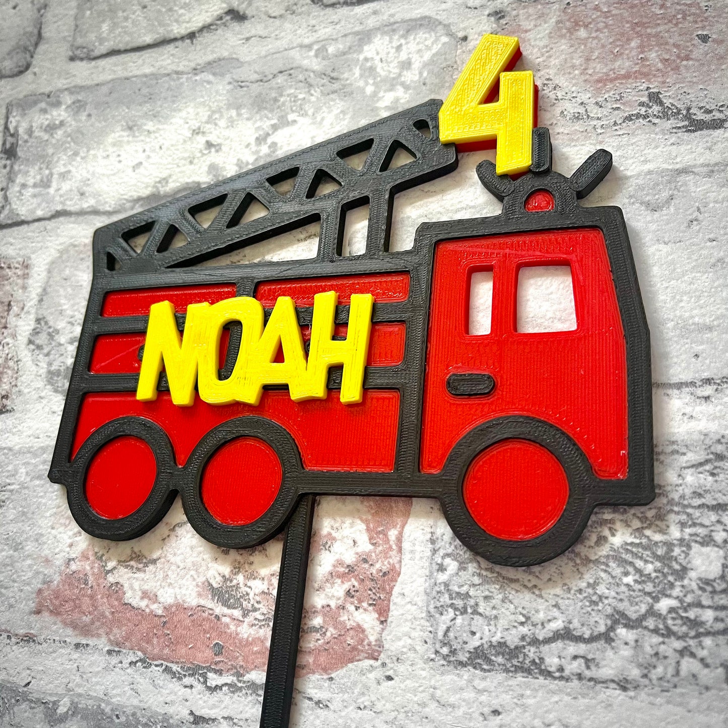 Fire Engine Cake Topper - Fireman - Personalised - Vehicles - Fire Man - Key Worker - Birthday Cake Topper - Party Supplies - Baking