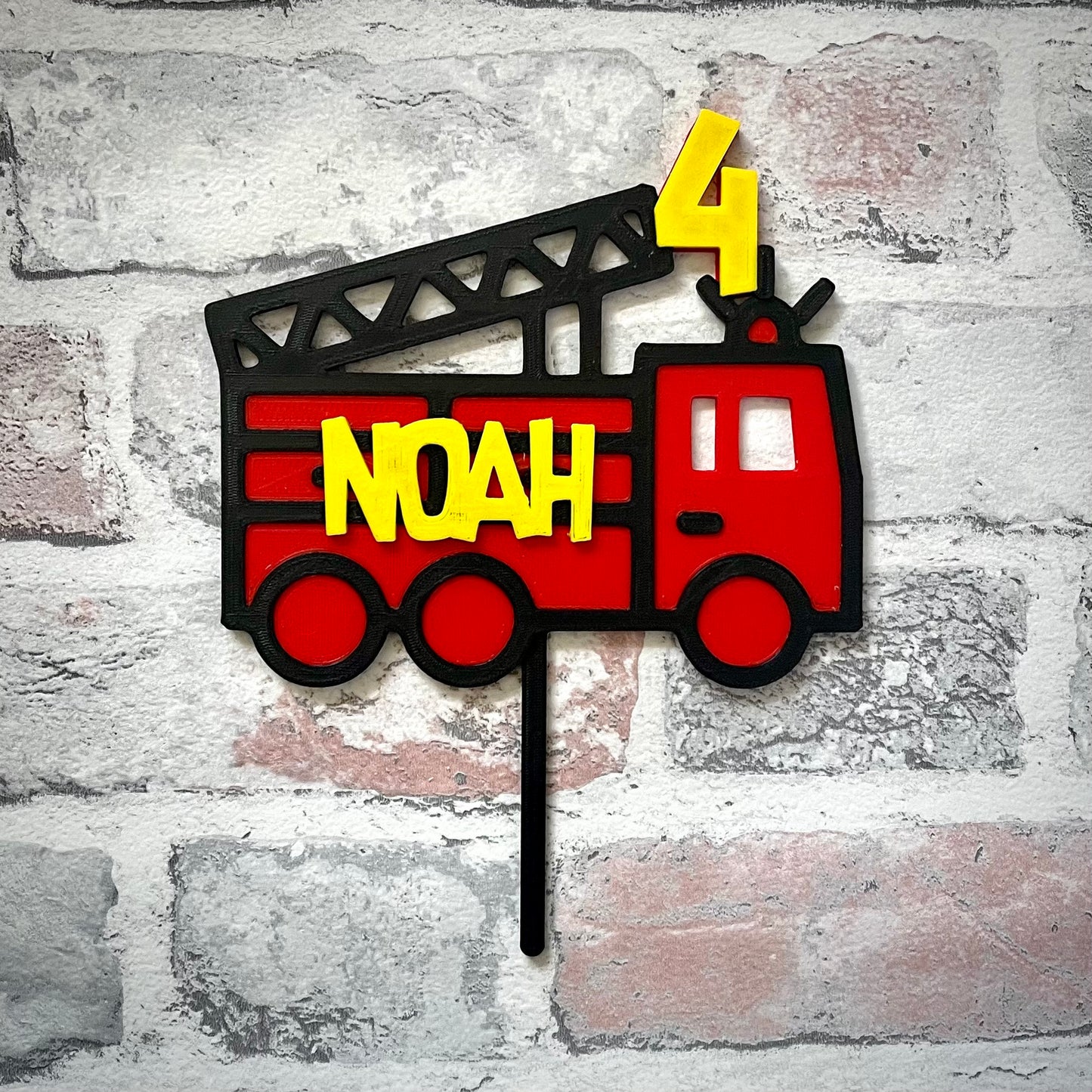 Fire Engine Cake Topper - Fireman - Personalised - Vehicles - Fire Man - Key Worker - Birthday Cake Topper - Party Supplies - Baking