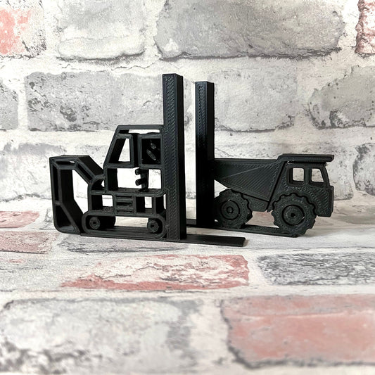 Construction Bookends - Digger - Dump truck - 3D Printed - Book Storage - Children's Bedroom - Gifts for boys - Gifts for girls - Birthday