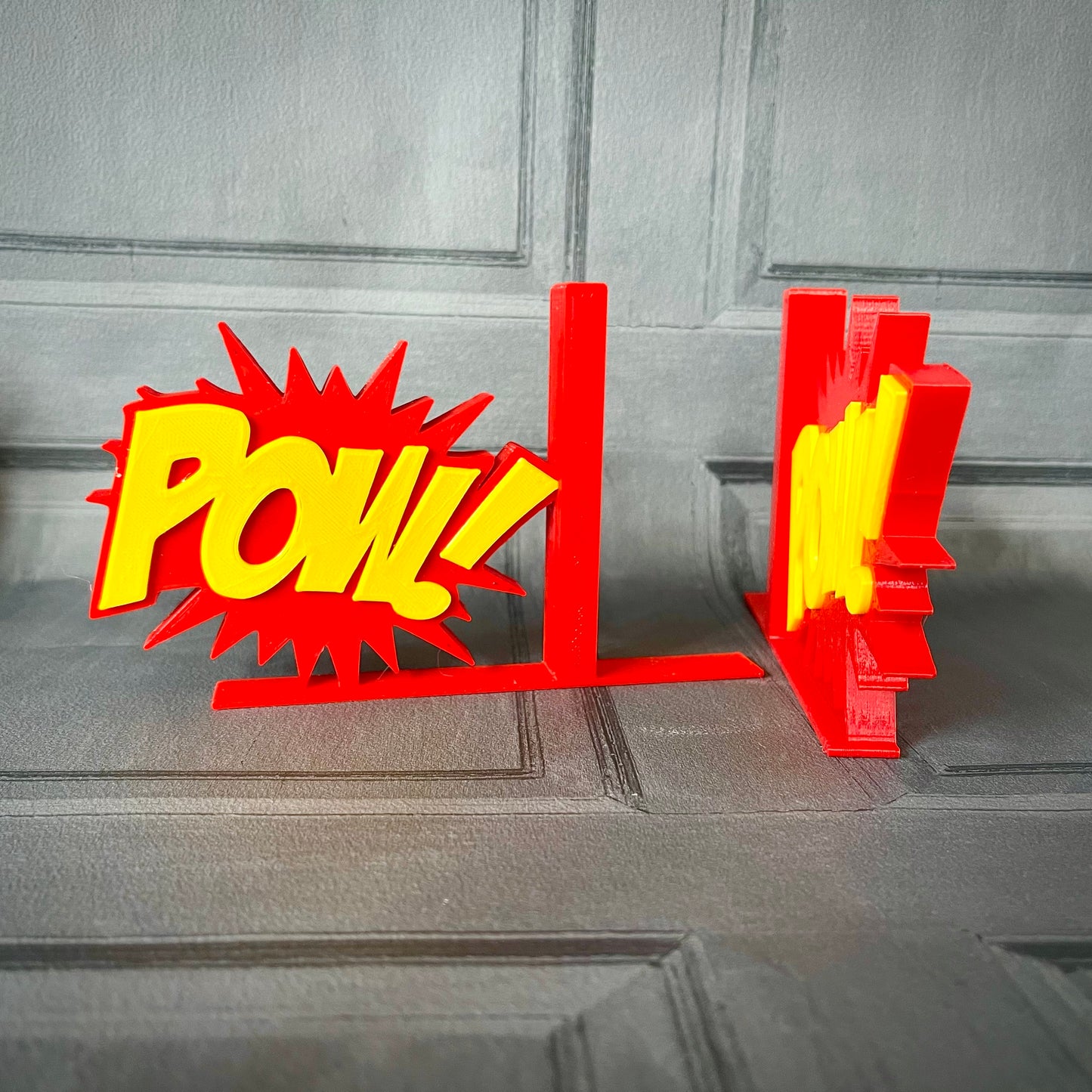 Pow! Comic Style Bookends - 3D Printed - Book Storage - Childrens Bedroom - Cartoon- KaPow - Cosplay - Office - Library - Fun Gift - Reading